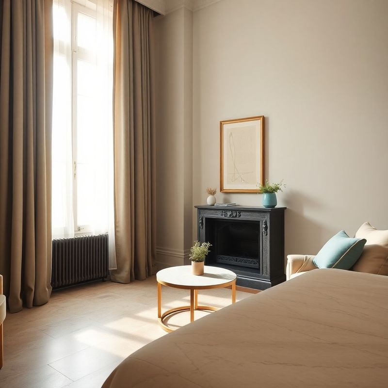 Détail d'intérieur parisien&nbsp;: tons azur, pierre naturelle et lumière filtrée
